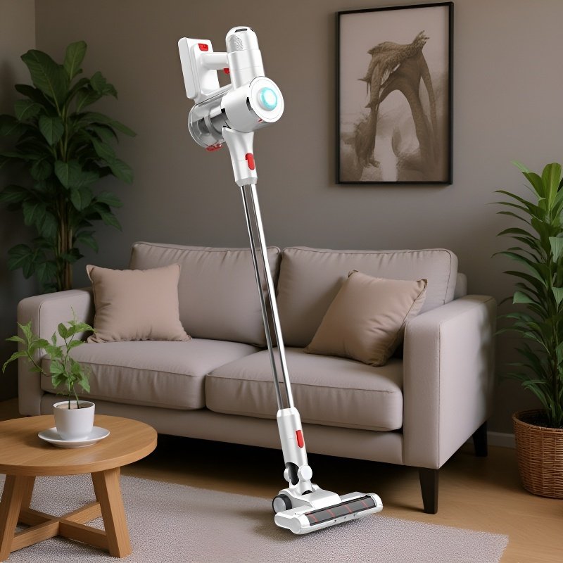 強力吸引力を示す掃除機の動作画像