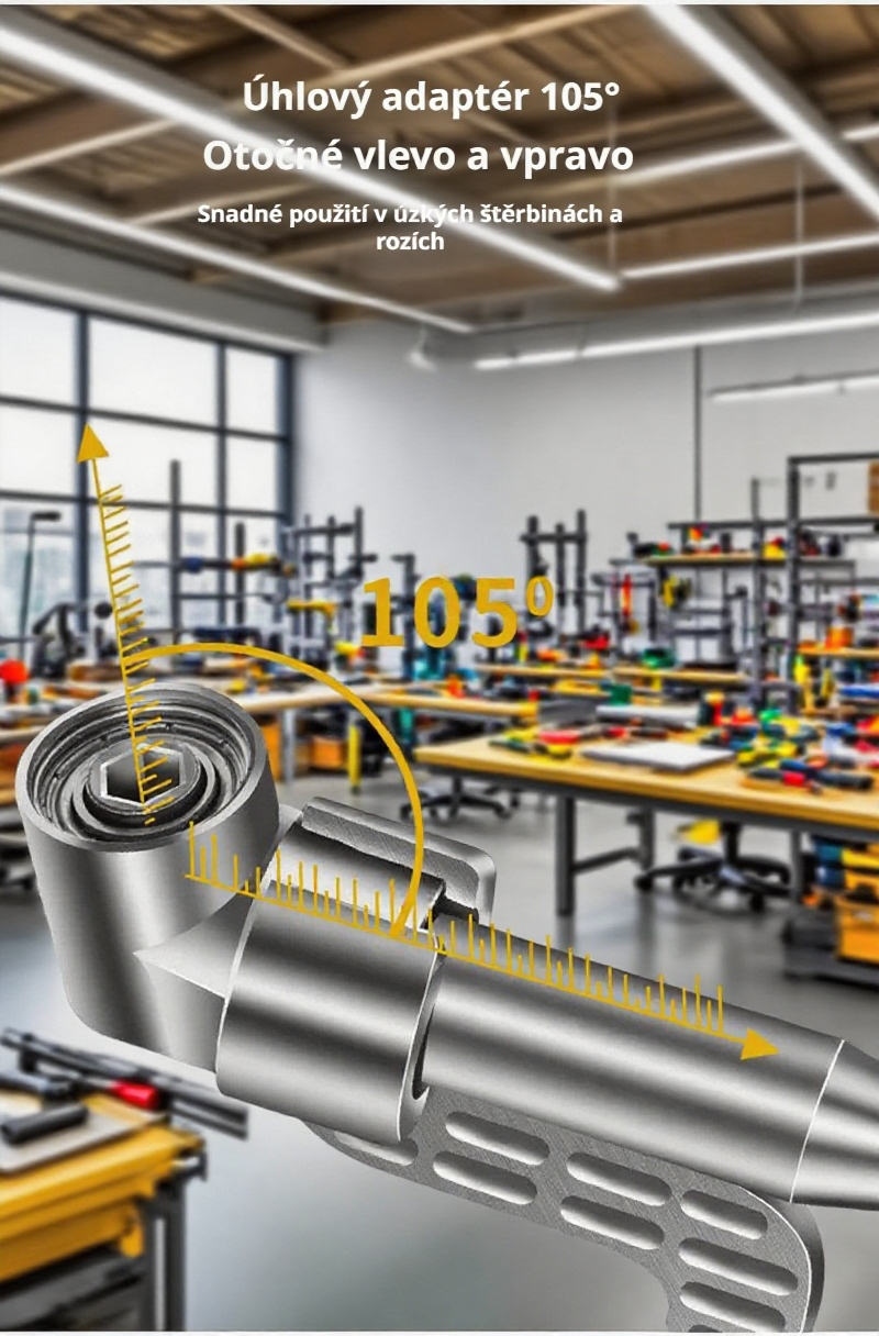 Převodník směru pro šroubovák v detailním pohledu