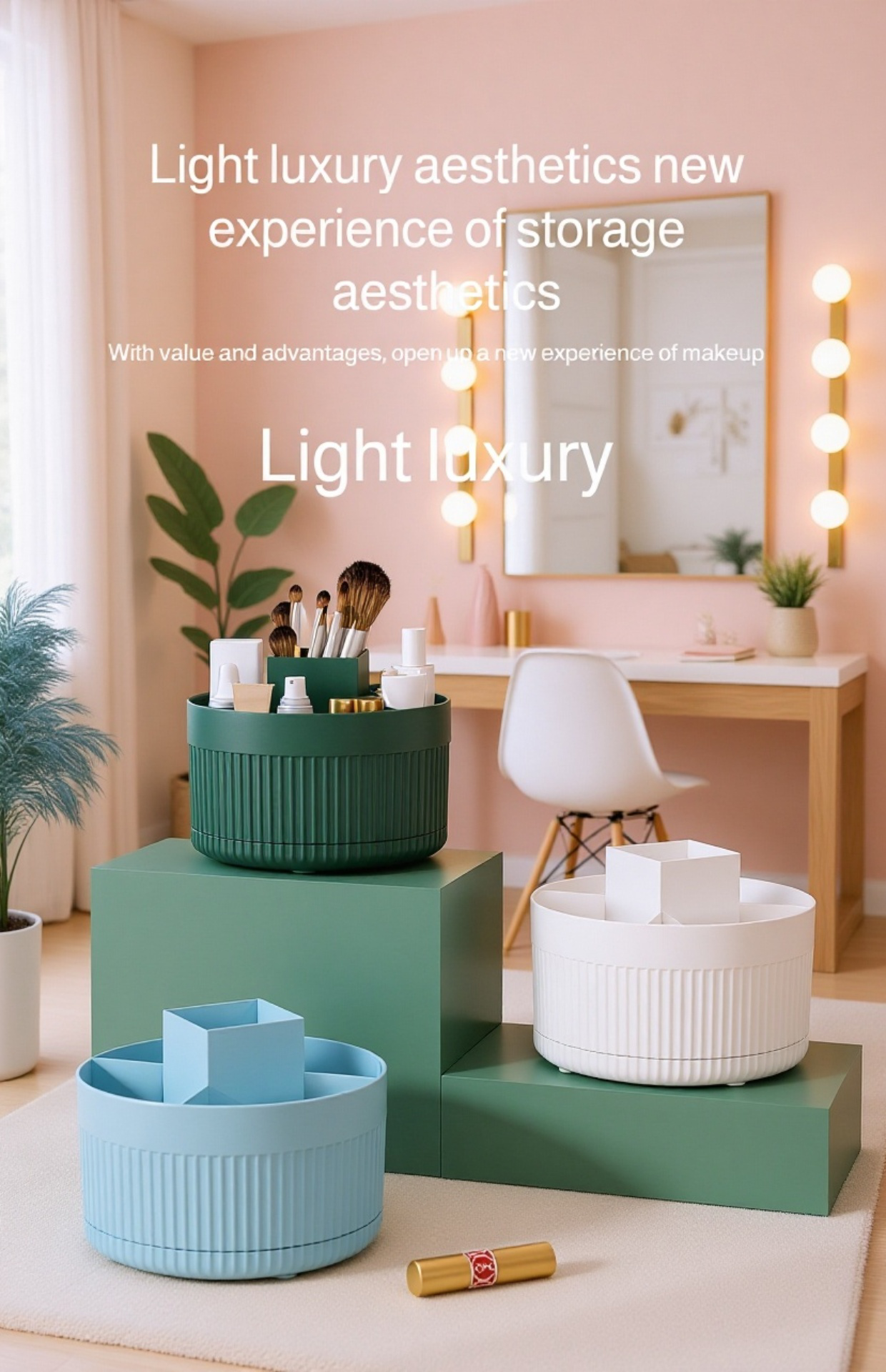 Easy-access rotating makeup storage organizer