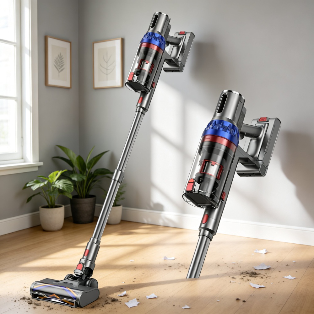 Lightweight Bagless Cyclone Handheld Vacuum Cleaner, Self-cleaning Brushless Upright Style