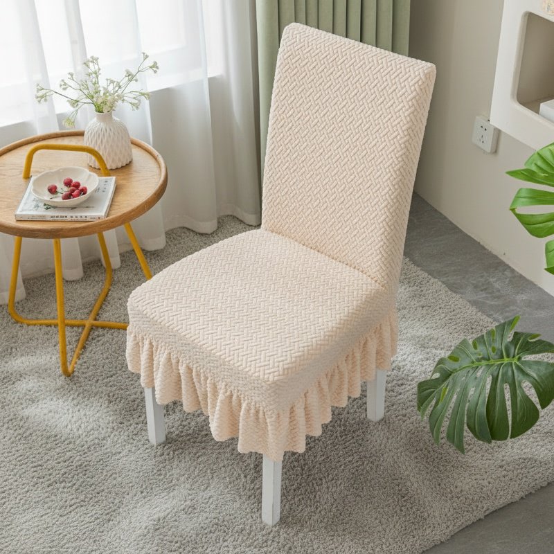 Washable dining chair cover in elegant setting