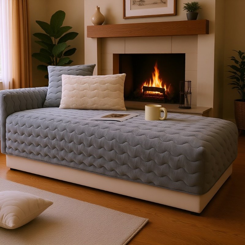 겨울 소파 커버 미끄럼 방지 두꺼운 보풀 대두 섬유 소파 커버 커버