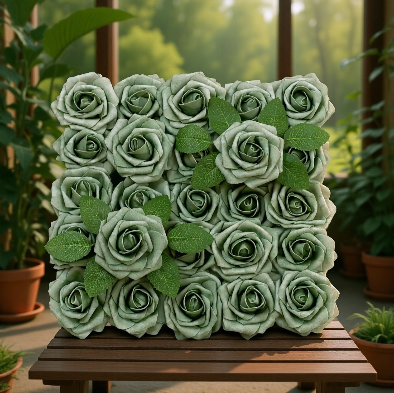 Ramo de flores artificiales en mesa de sala