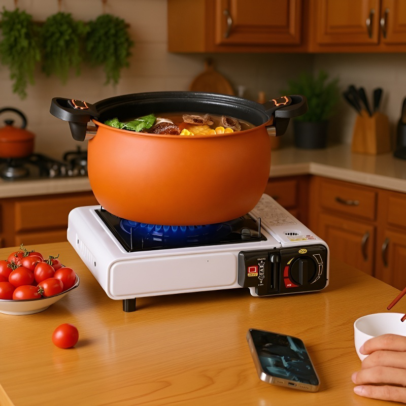 Olla de cocción a presión de piedra Maifan, antiadherente y reforzada, alta estética