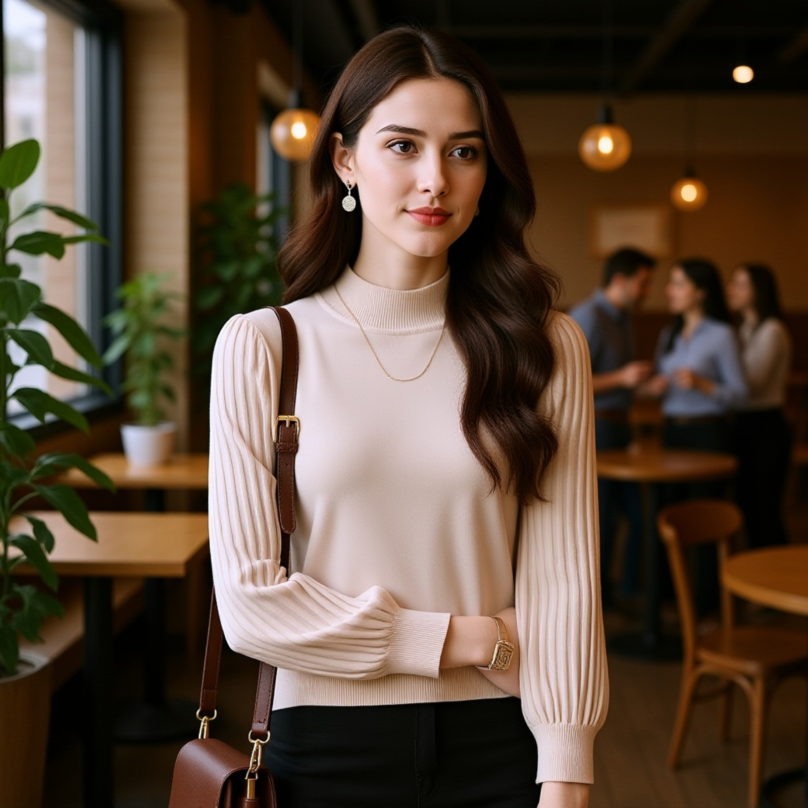 秋冬用エレガントなハイネックニットインナー