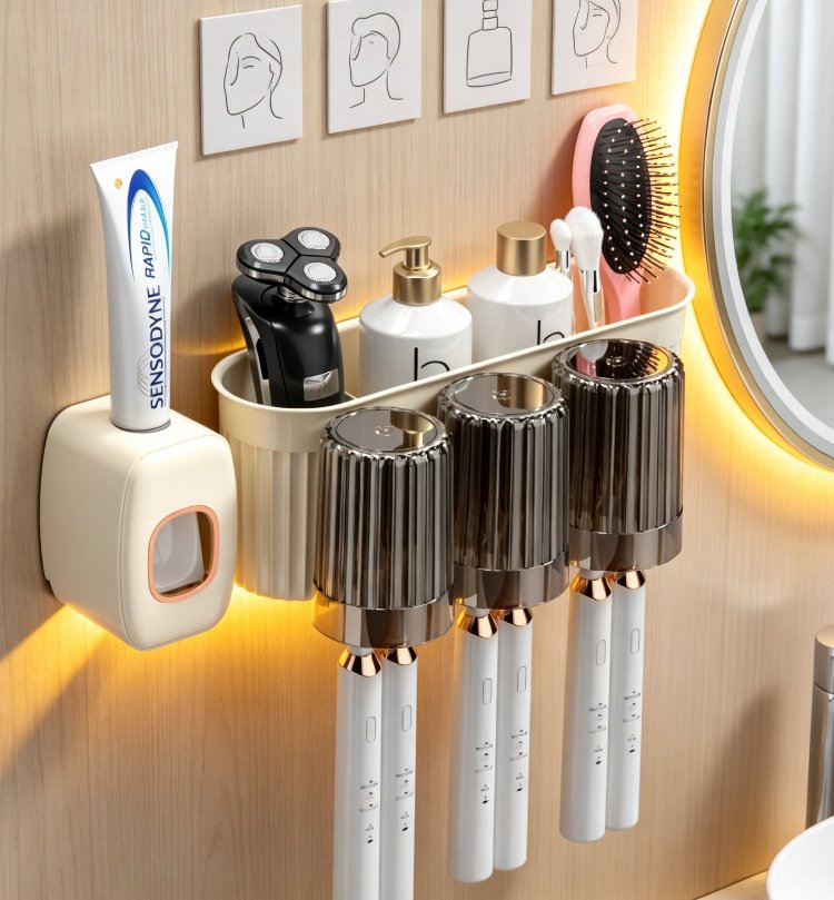 Juego de exprimidores de pasta de dientes en color rojo y azul