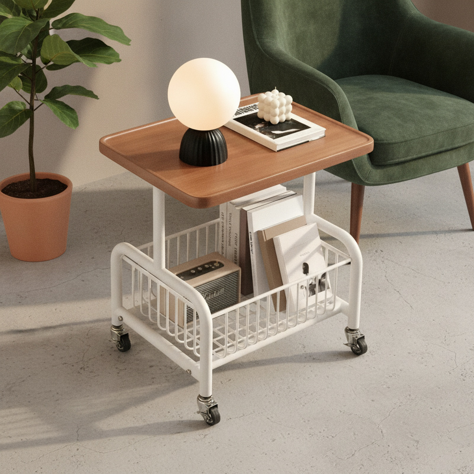 Home Movable Schoolbag Trolley Bookshelf Student Storage Rack
