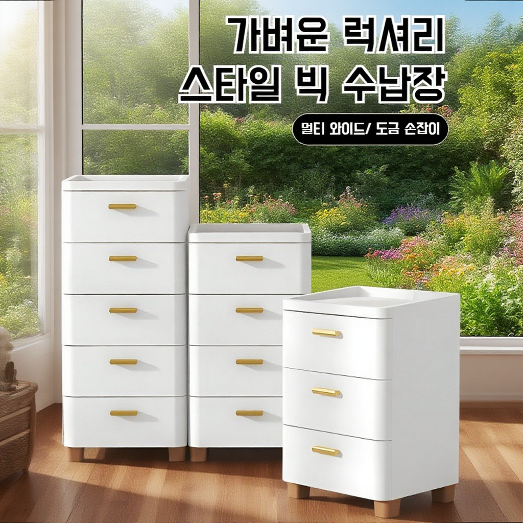 두꺼운 서랍장 침실 협탁 수납장
