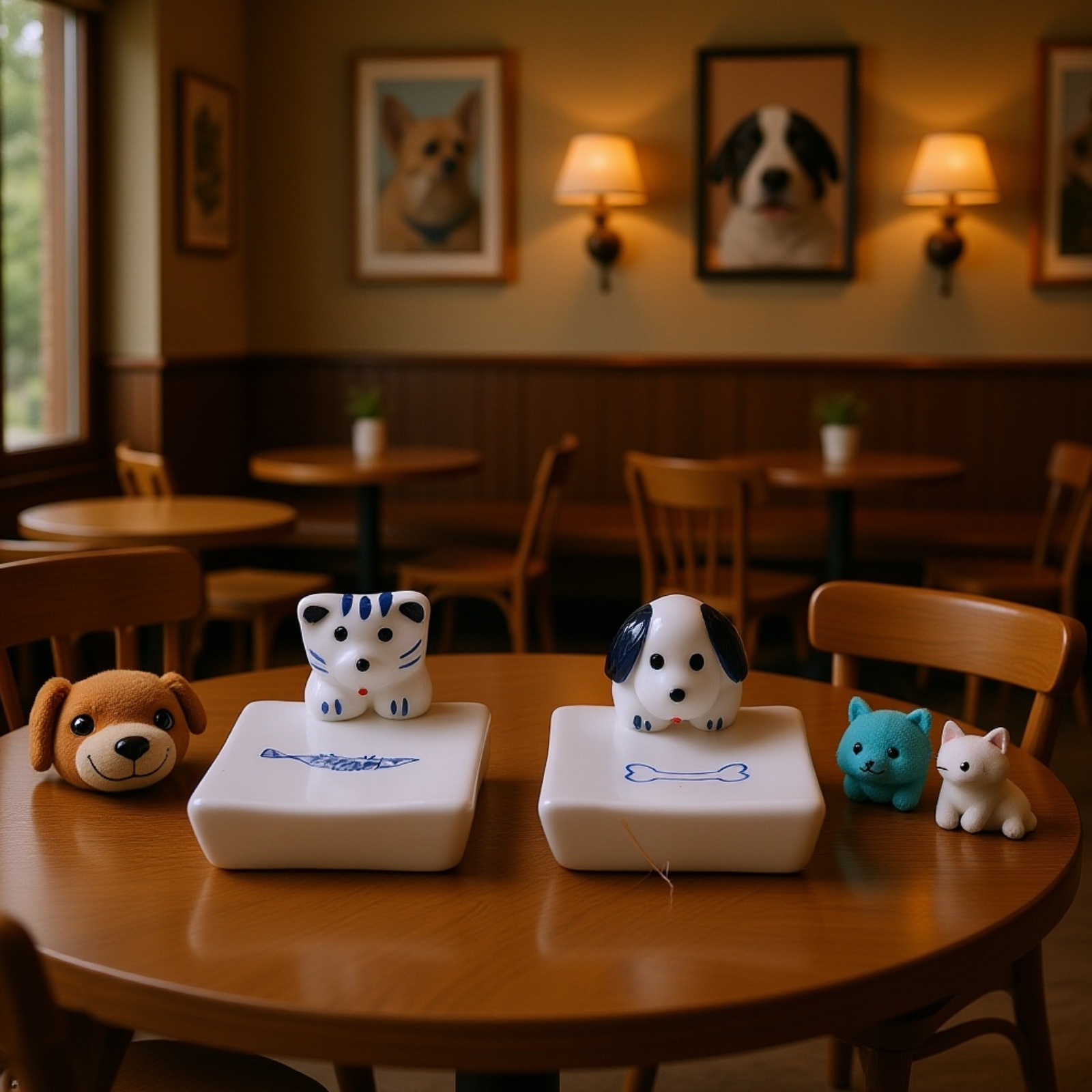 かわいい猫と犬の陶器製箸置き キッチンテーブル食器