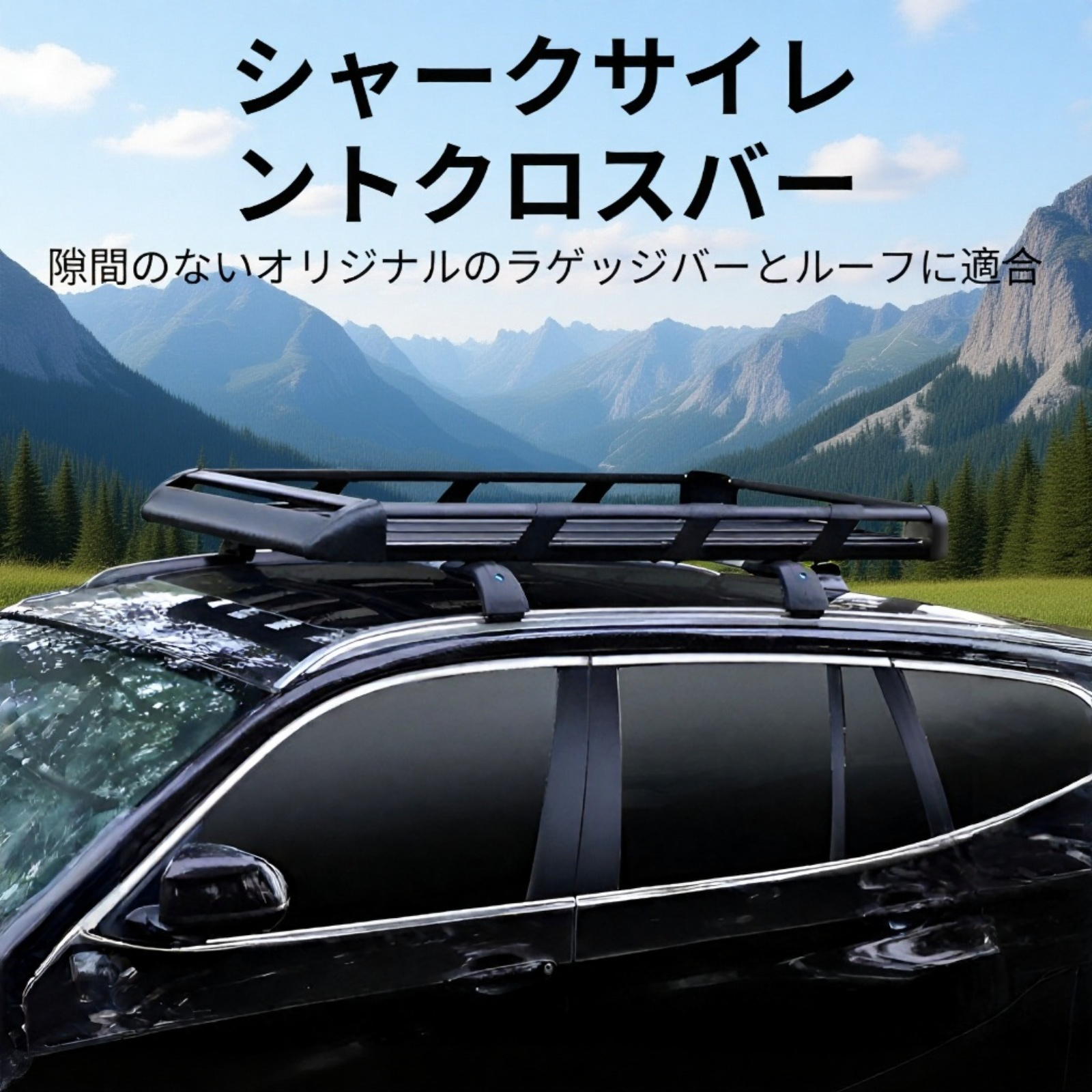 軽自動車用 屋外アルミルーフラック ベースタイプ（ブラック＆シルバー）
