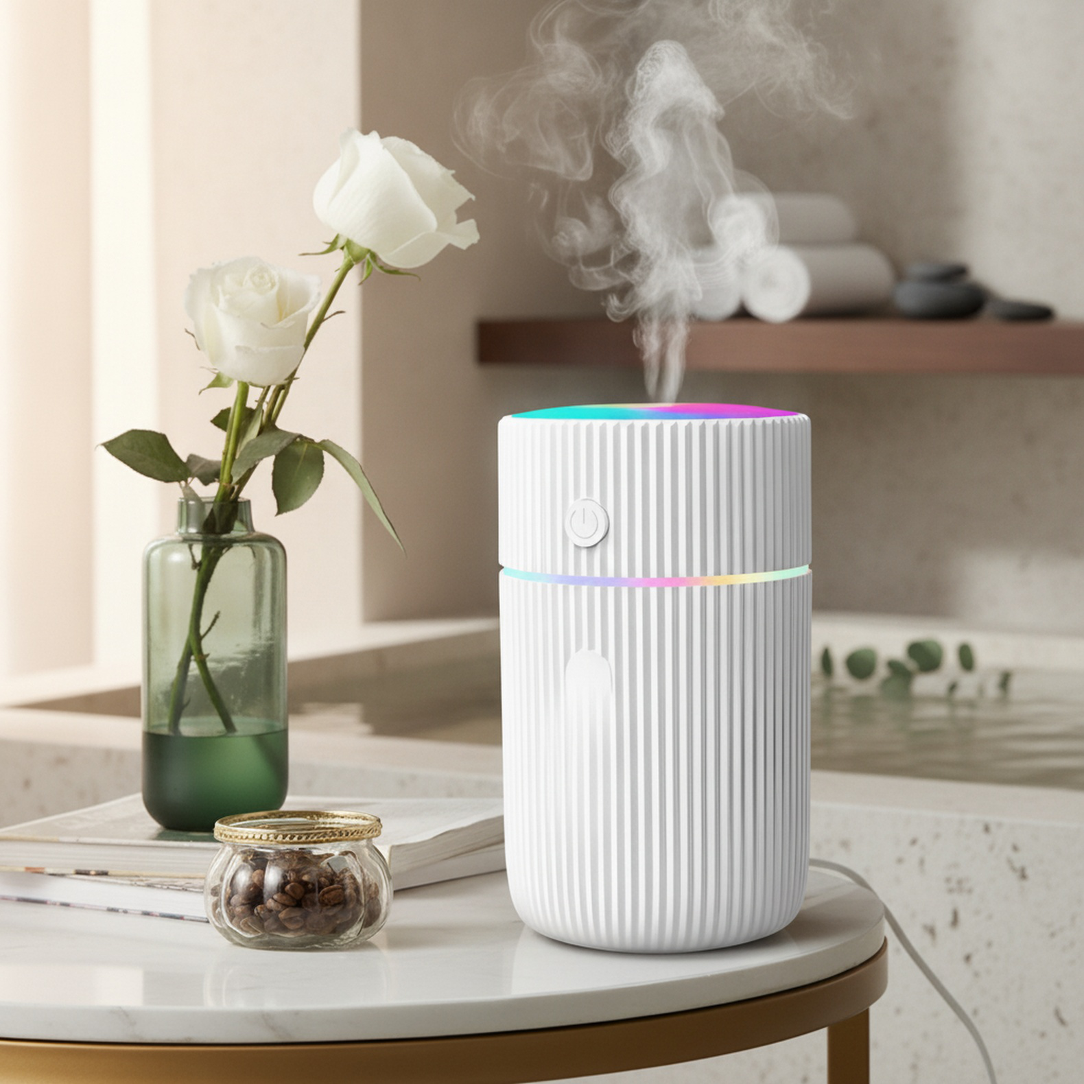Desk humidifier with colorful design and strong mist
