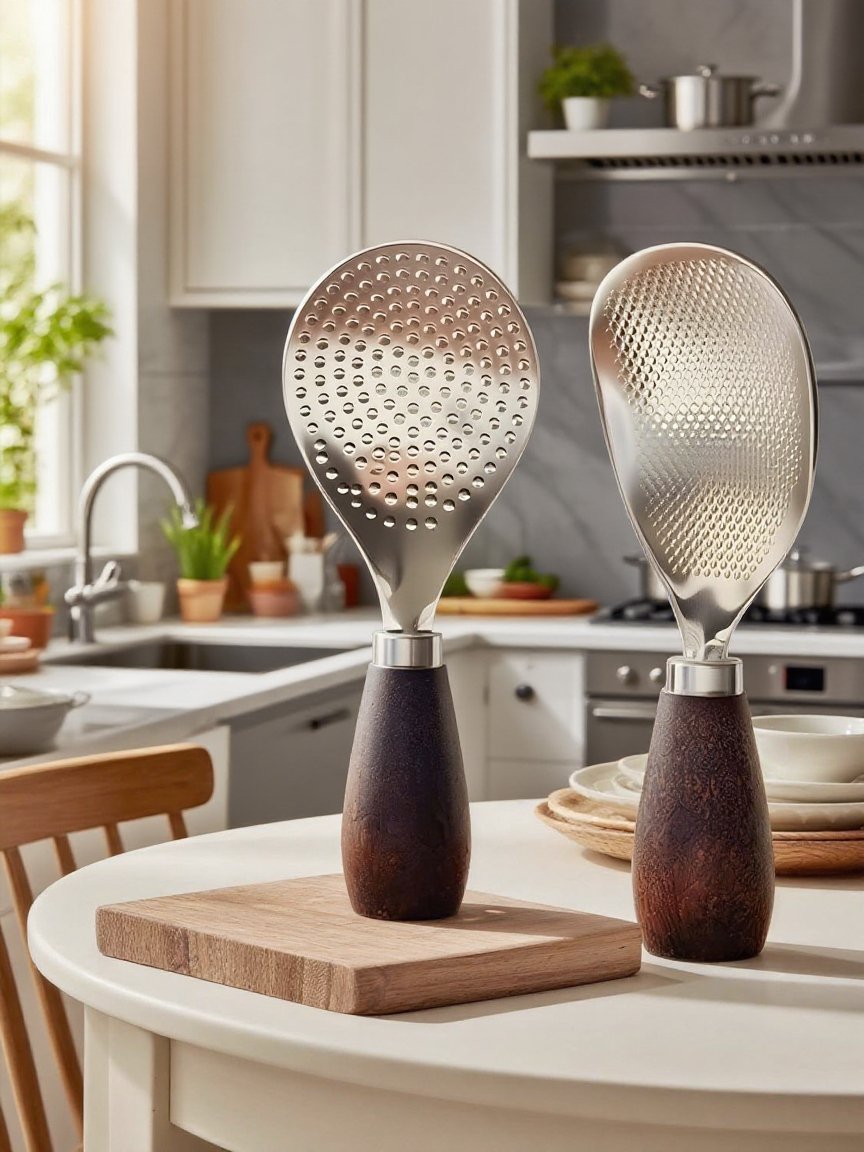 스탠드형 스텐 밥주걱 밥솥 옆에 세워진 모습