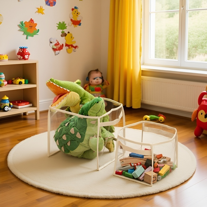 대용량 투명 수납 바구니 장난감 간식 잡동사니 수납 바구니 휴대용 대용량 수납 바구니