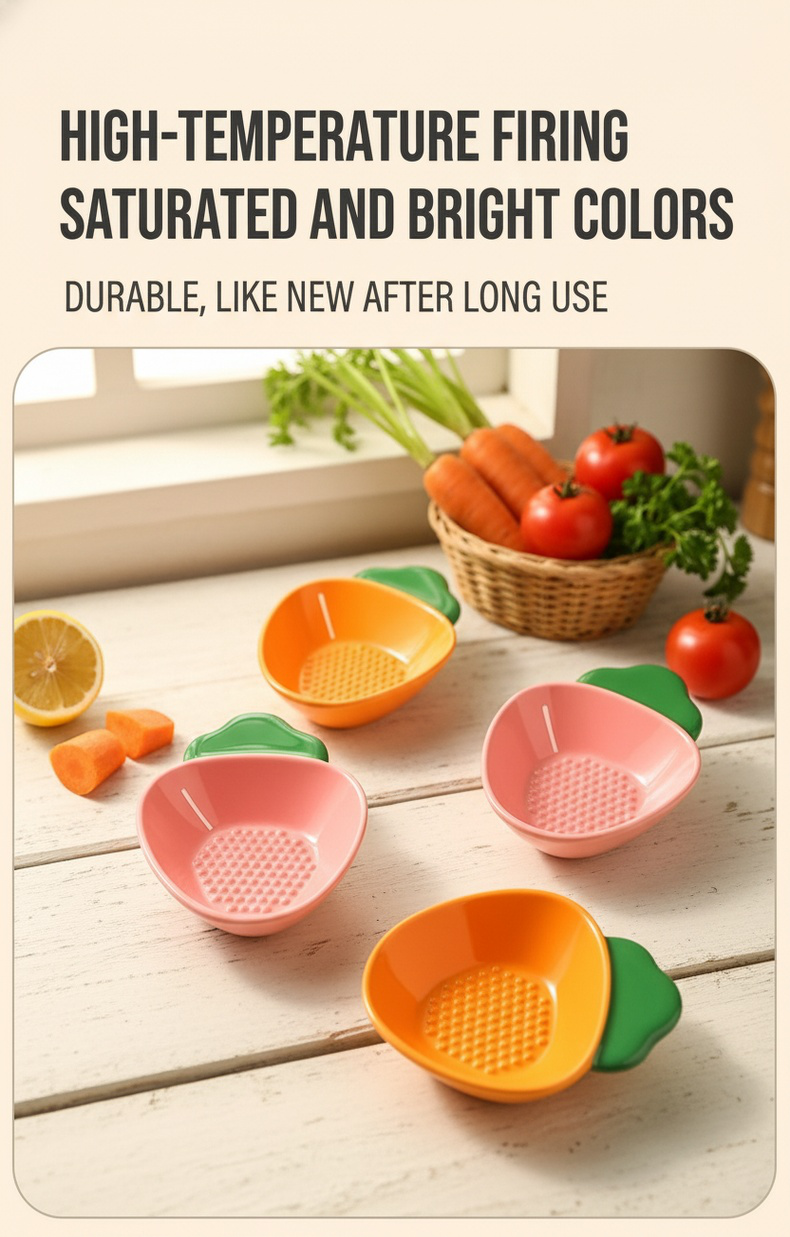 Hand holding ceramic carrot grinding plate