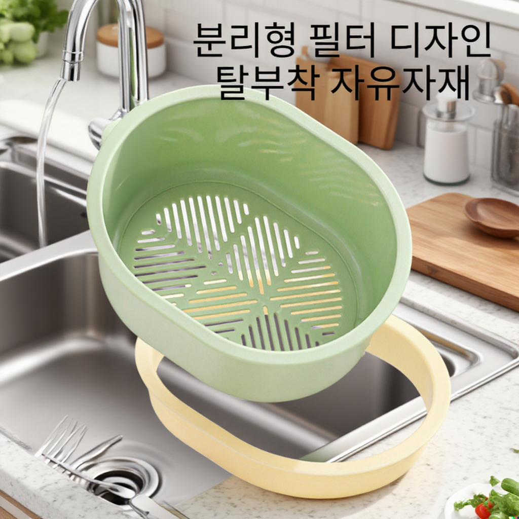 멀티 기능 압착식 싱크대 배수 방지 거치 바구니