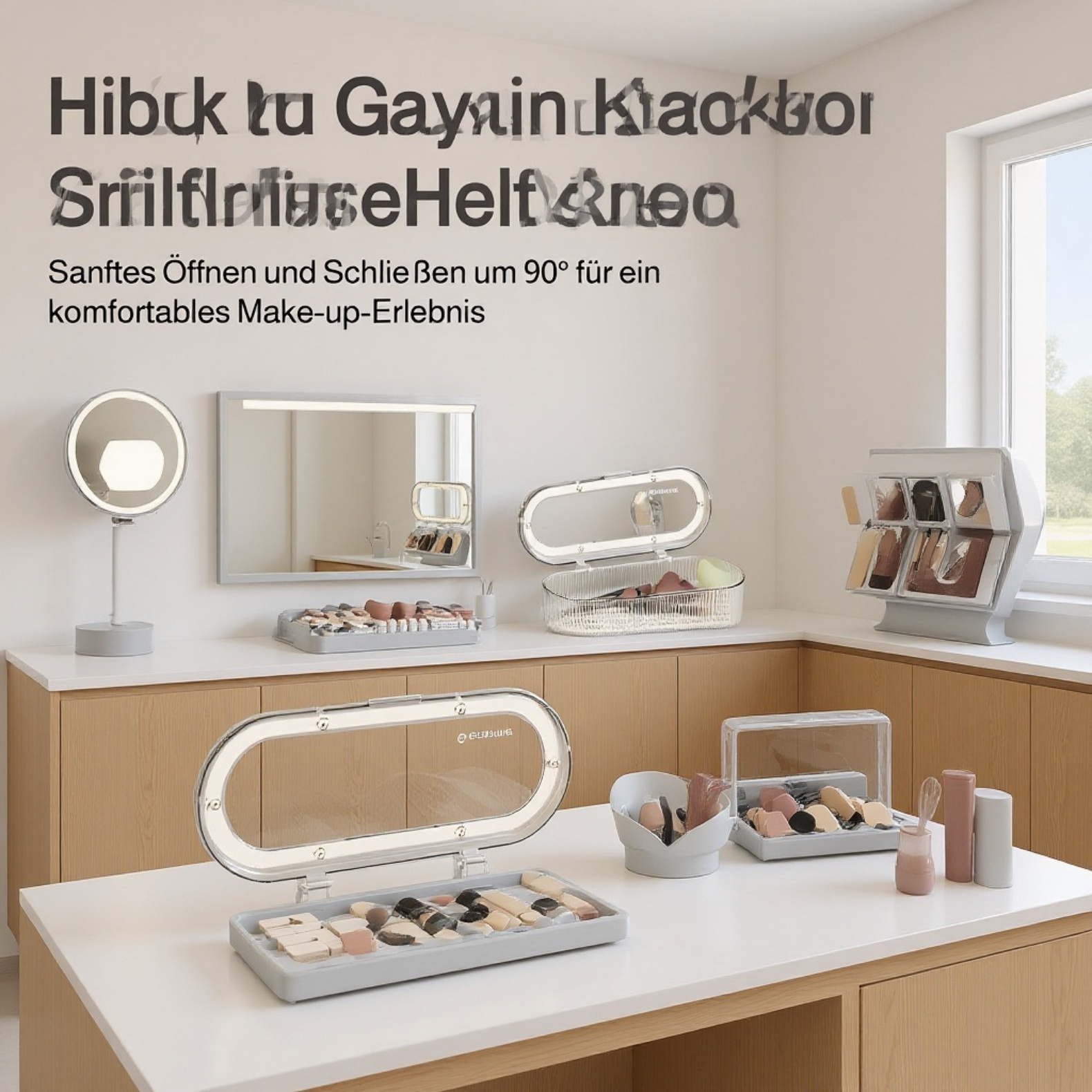 Make-up-Pinselhalter aus transparentem Material mit Deckel, Schminktisch Aufbewahrung