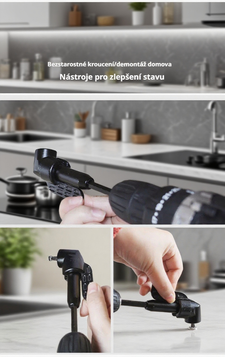 Ukázka použití úhlového adaptéru na šroubováku