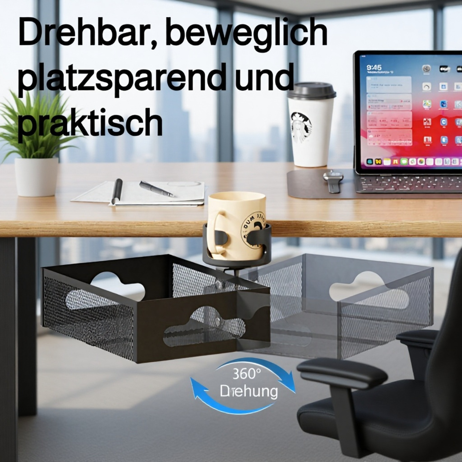 Platzsparender Kabelorganizer unter dem Tisch