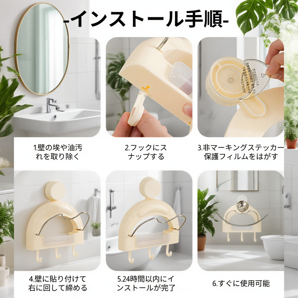 強力な吸盤付き壁掛けポット蓋ラック