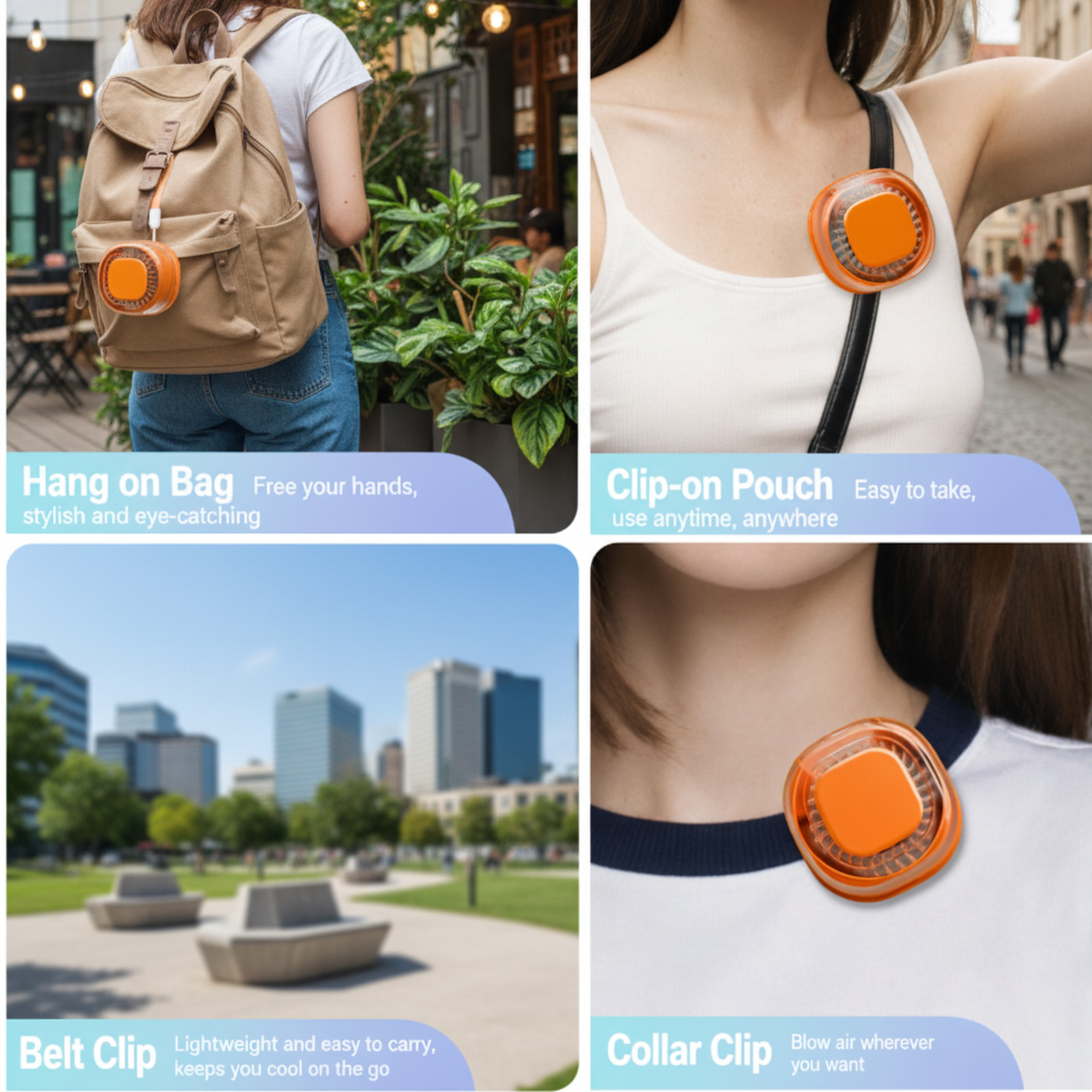 Outdoor Waist Bag High-Speed Mini Fan, USB Rechargeable Waist & Neck Hanging Silent Fan