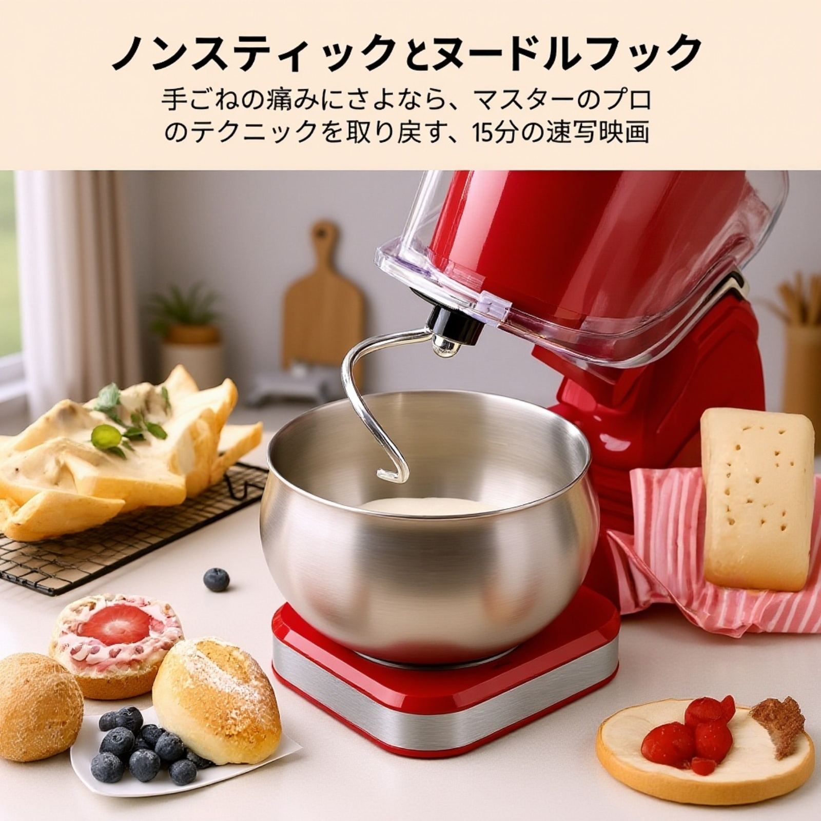 5.5L大容量多機能卓上ミキサー 家庭・業務兼用 密閉防飛散 低騒音設計