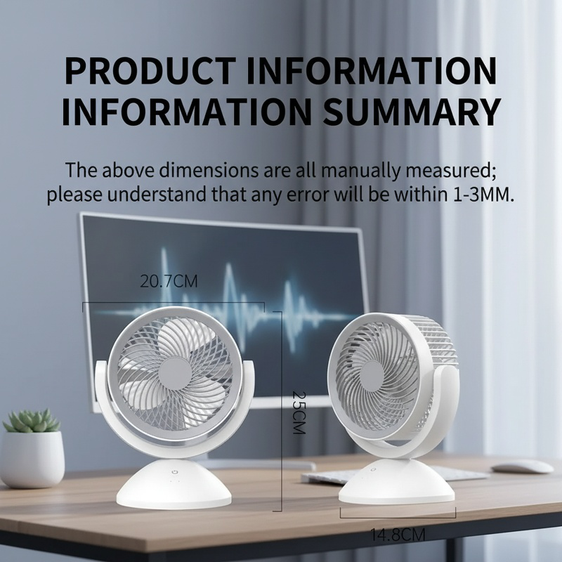2026 New Oscillating Fan, USB, Home Use, Wall-Mounted, Circulating, Small, Desktop/Office Portable E