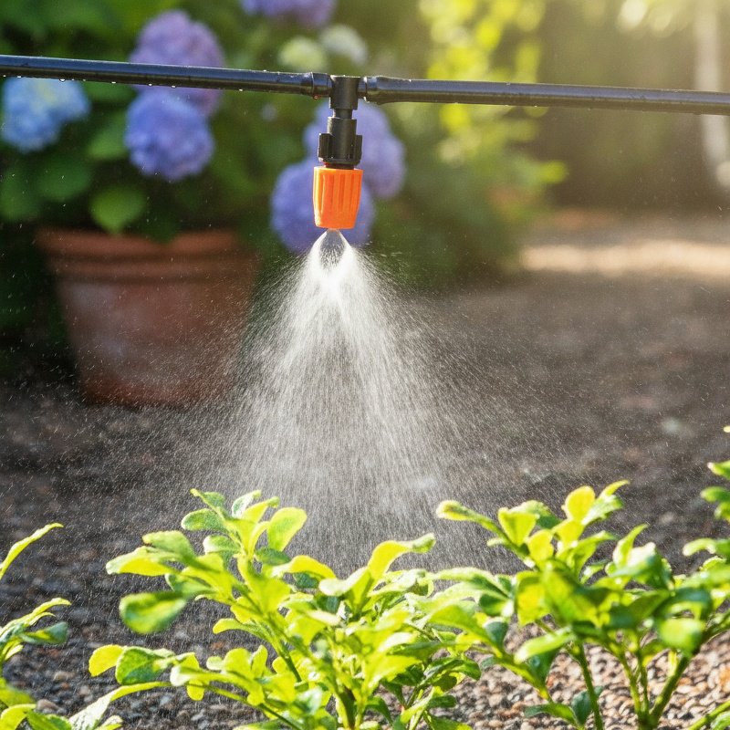 Einfache Montage des Nebeldüsensets für automatische Gartenbewässerung