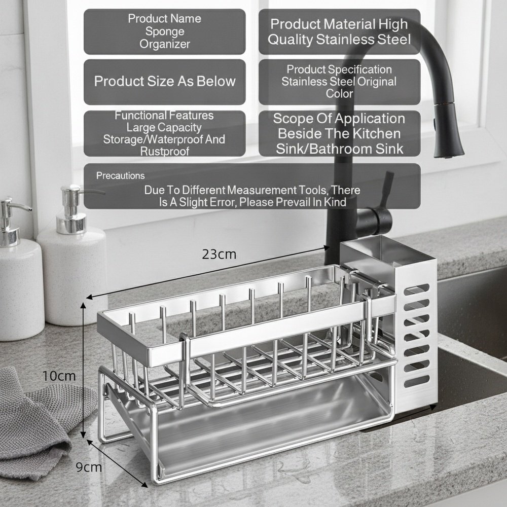Kitchen drain rack sink rack faucet pool sponge rag basket detergent dishwashing countertop storage 