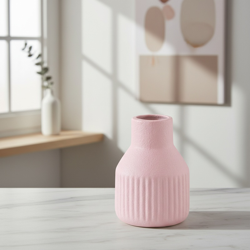 Elegant wine red ceramic vase for living room decoration