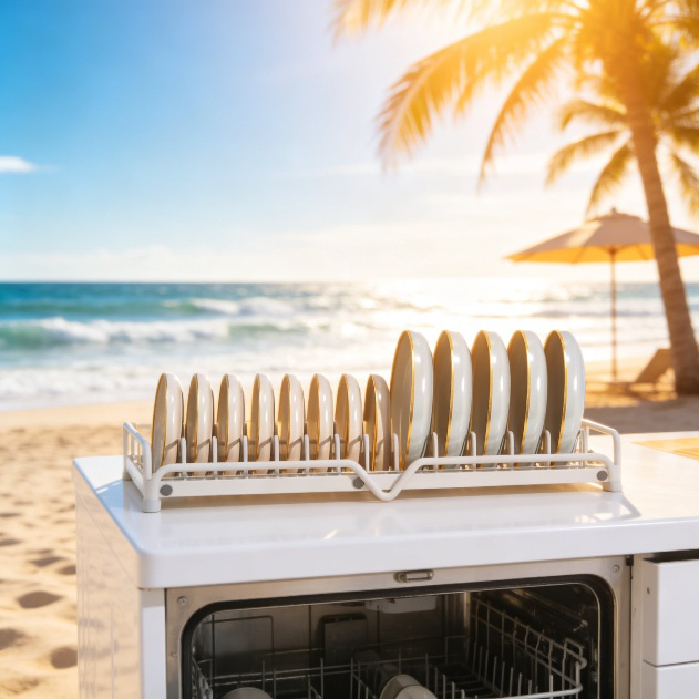 Organizador de platos antideslizante con drenaje para armario de cocina