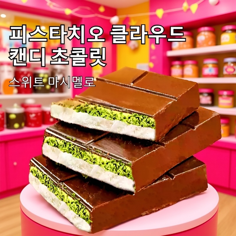 두바이 피스타치오 구름 솜사탕 샌드위치 초콜릿
