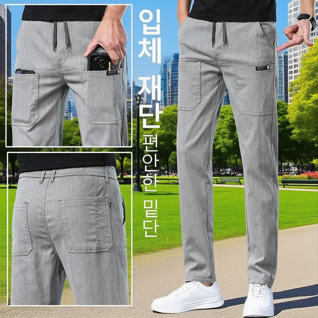  남성 하렌 스타일 캐주얼 밴딩 팬츠