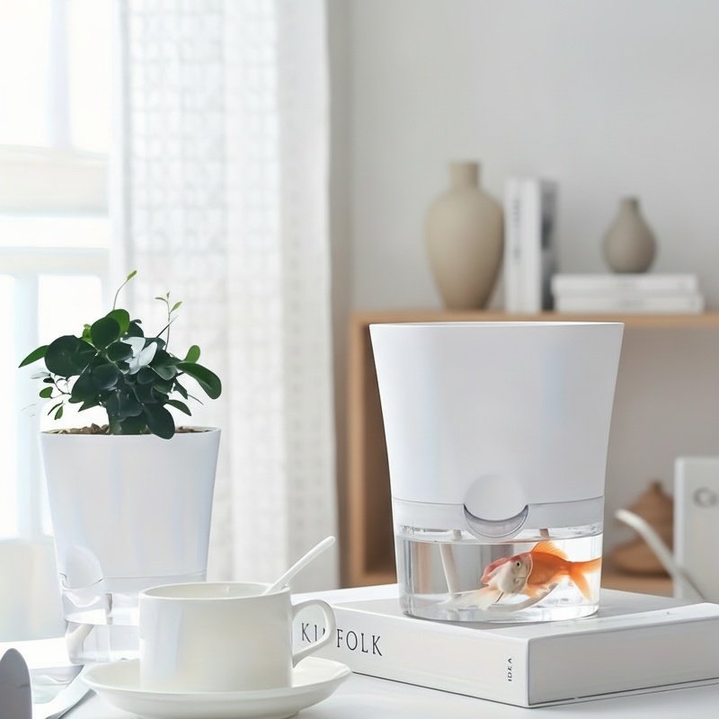 Lazy person's automatic water-absorbing flower pot, plastic resin, simple imitation ceramic, pothos 