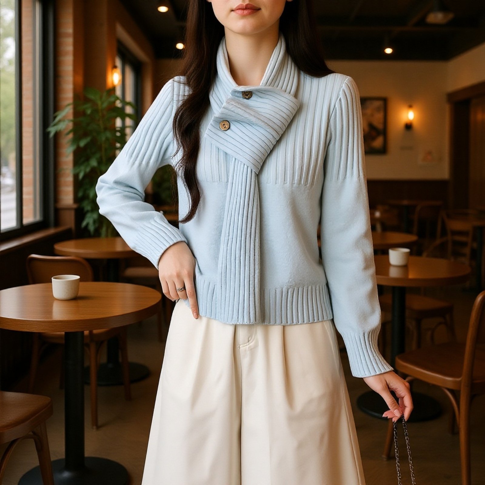 韓国風、エレガントな無地のツーピースセーターセット、レディース、新しい秋冬スタイル、ニットプルオーバーセーター、ファッショナブルで万能なセット。