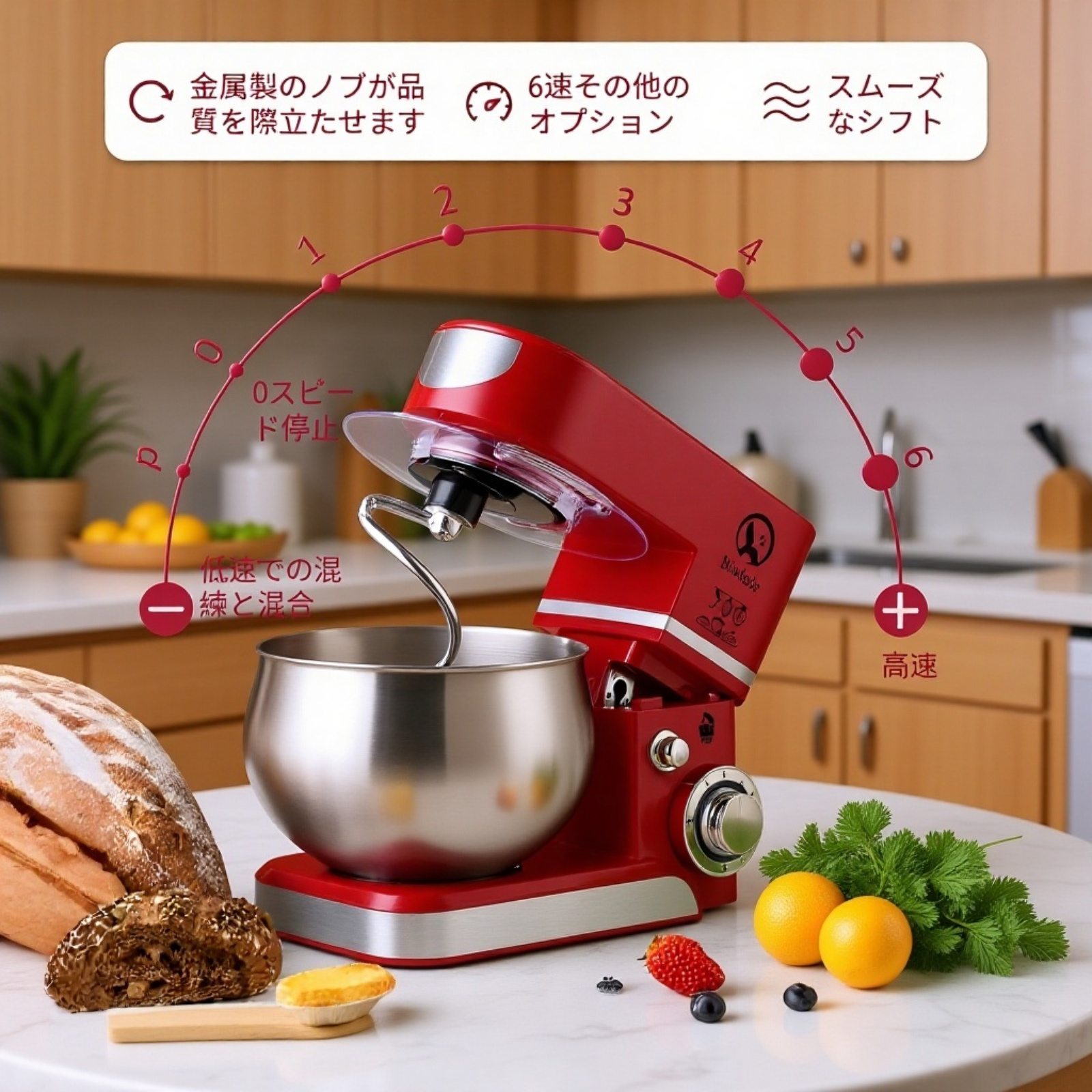 5.5L大容量多機能卓上ミキサー 家庭・業務兼用 密閉防飛散 低騒音設計