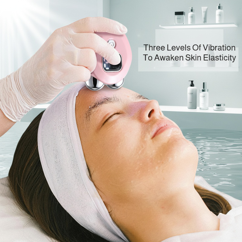 Portable Heated Vibration Beauty Device, Rechargeable EMS Microcurrent Dual Roller Massager