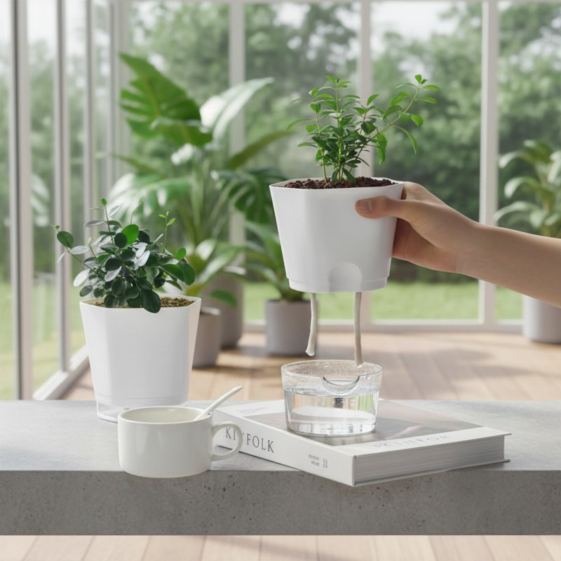 Pot de fleurs hydroponique auto-absorbant pour paresseux
