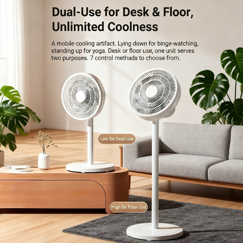 Quiet Floor Fan for Home and Dormitory, Compact Tabletop Oscillating Fan
