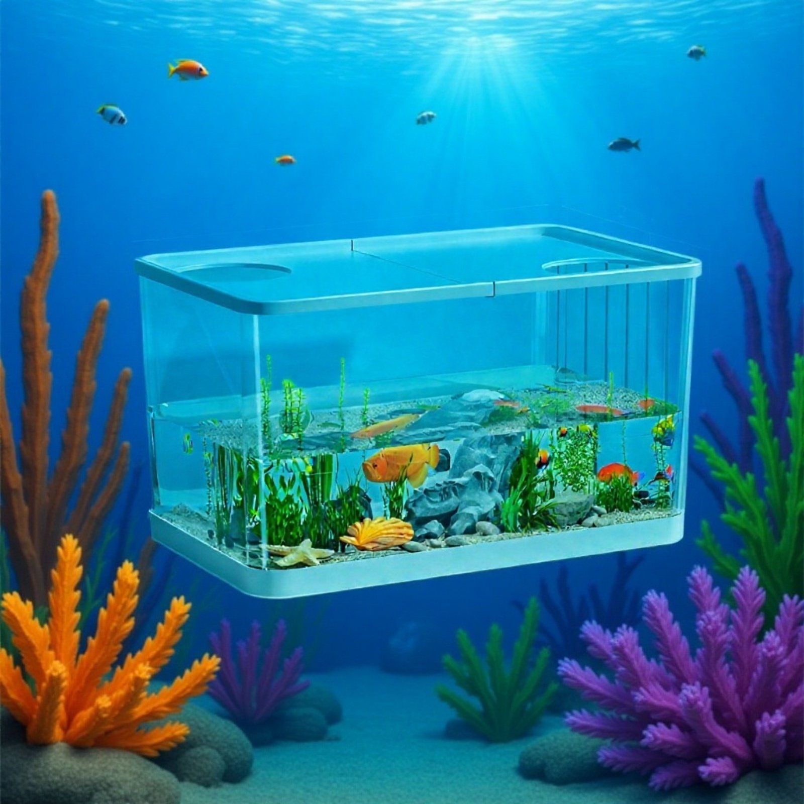 Acuario ecológico de plástico para mascotas en casa