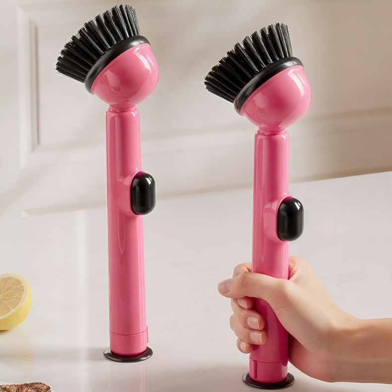 Cepillo dosificador de líquido con ventosa y mango largo estilo dopamina