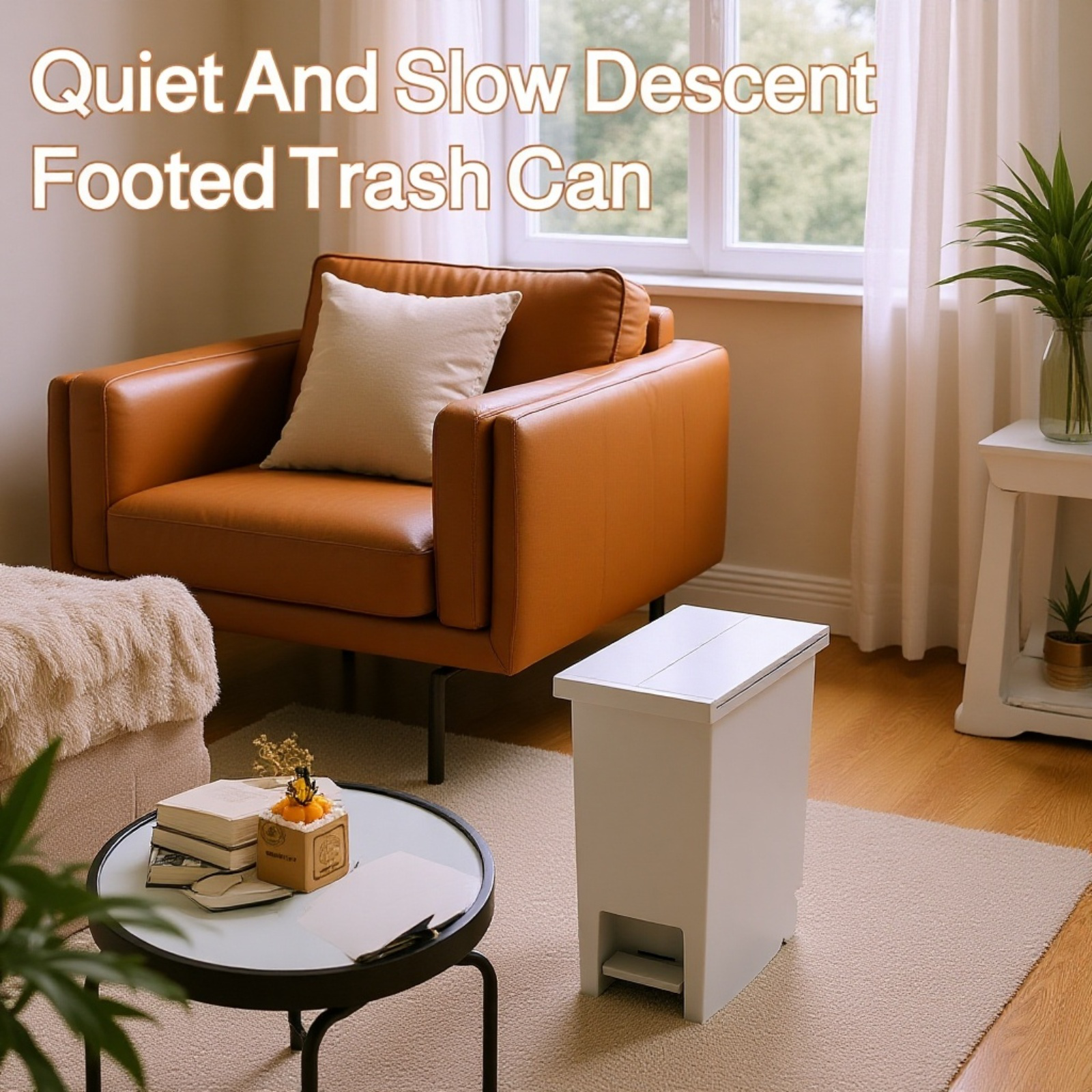 Large silent pedal trash can for kitchen