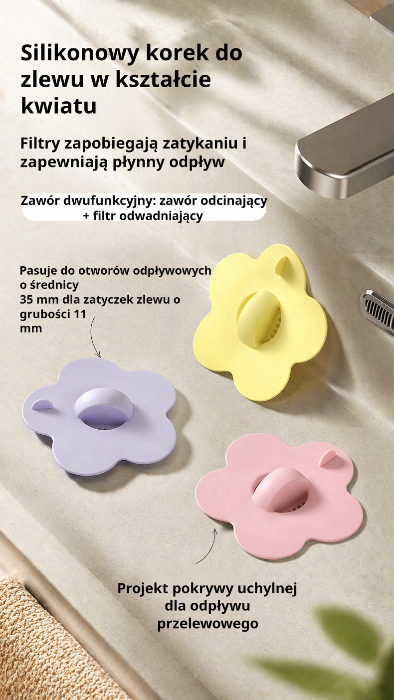 Elastyczny silikonowy korek do basenu – kształt kwiatu