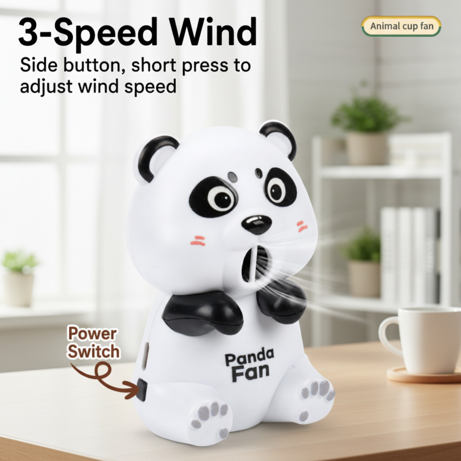 Rechargeable Panda Cup Holder Hair Dryer with 3 Wind Speeds