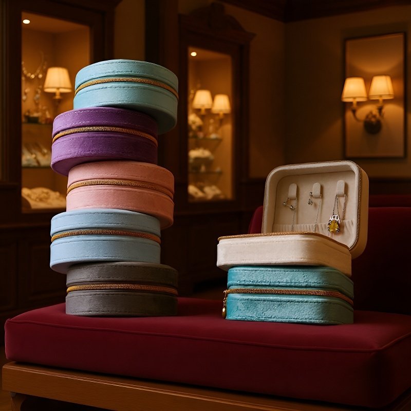 Kompakte Schmuckaufbewahrungsbox für Ringe und Ohrringe, tragbar für unterwegs