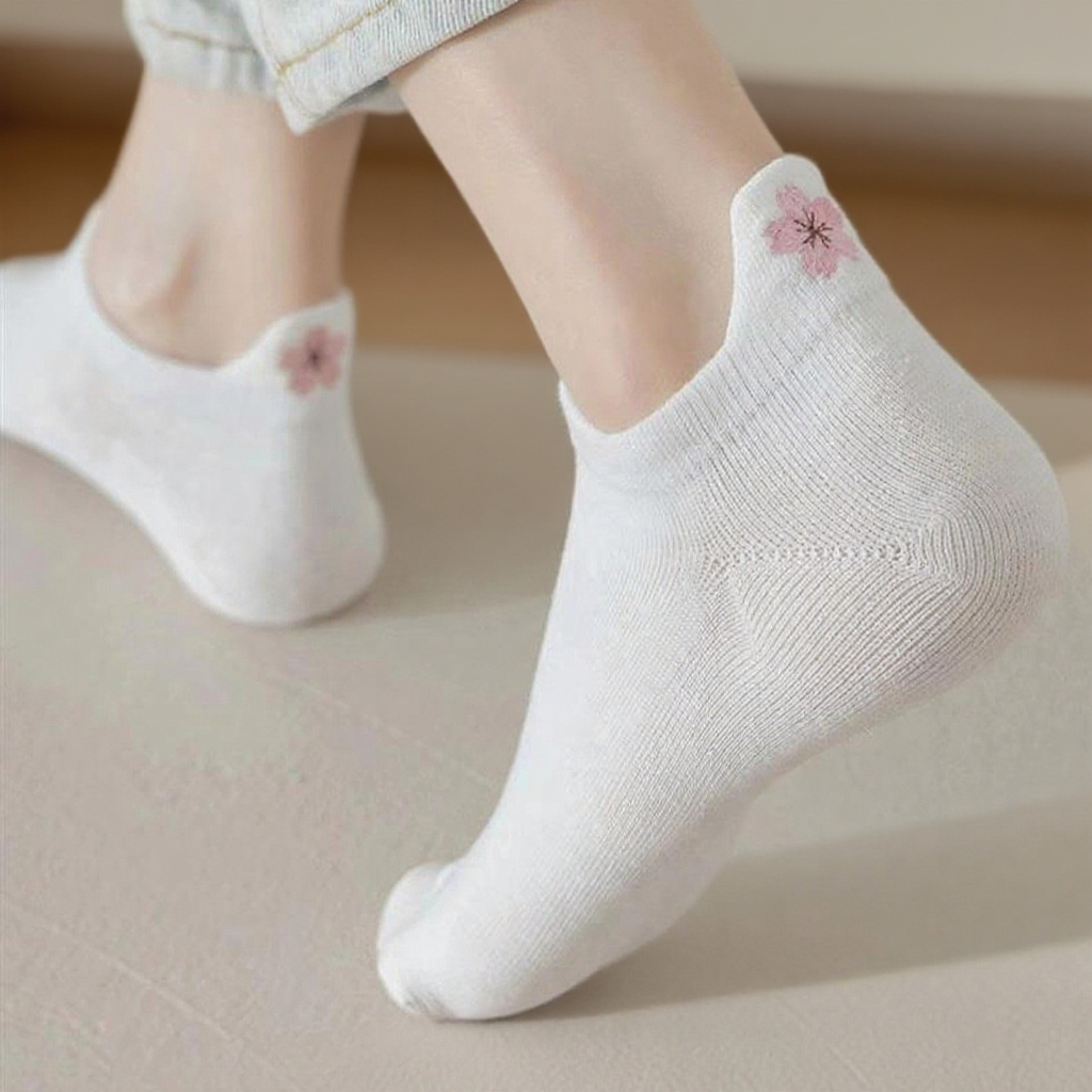 여성 얇은 발목 양말 화이트 양말 봄가을 러블리 자수 덧신 사계절 얇은 러블리 발목 양말