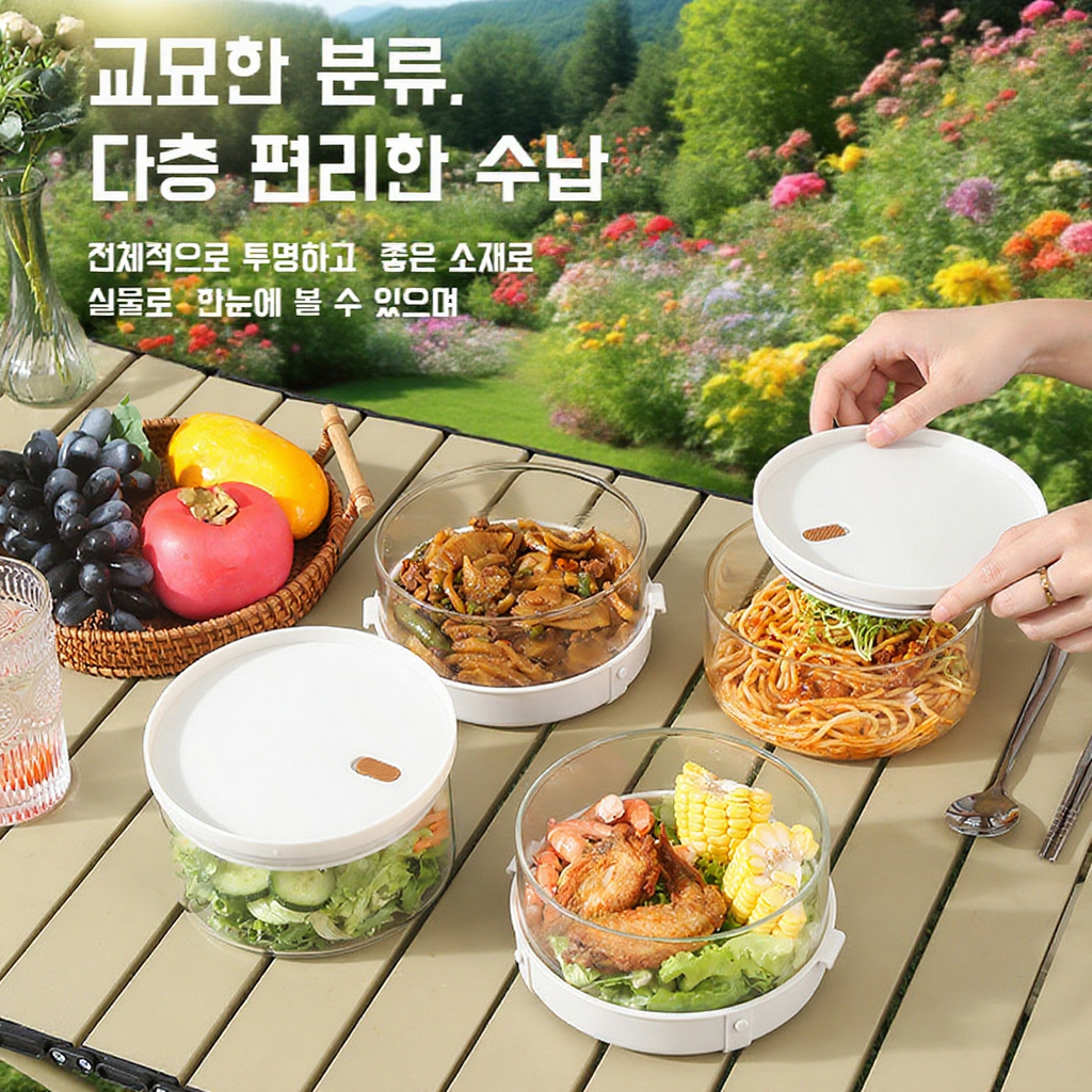 전자레인지 사용 가능 밀폐 유리 도시락