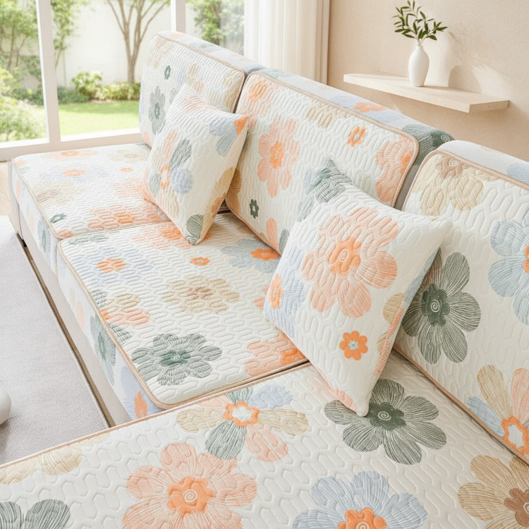 Breathable and cool ice silk sofa cover for summer use