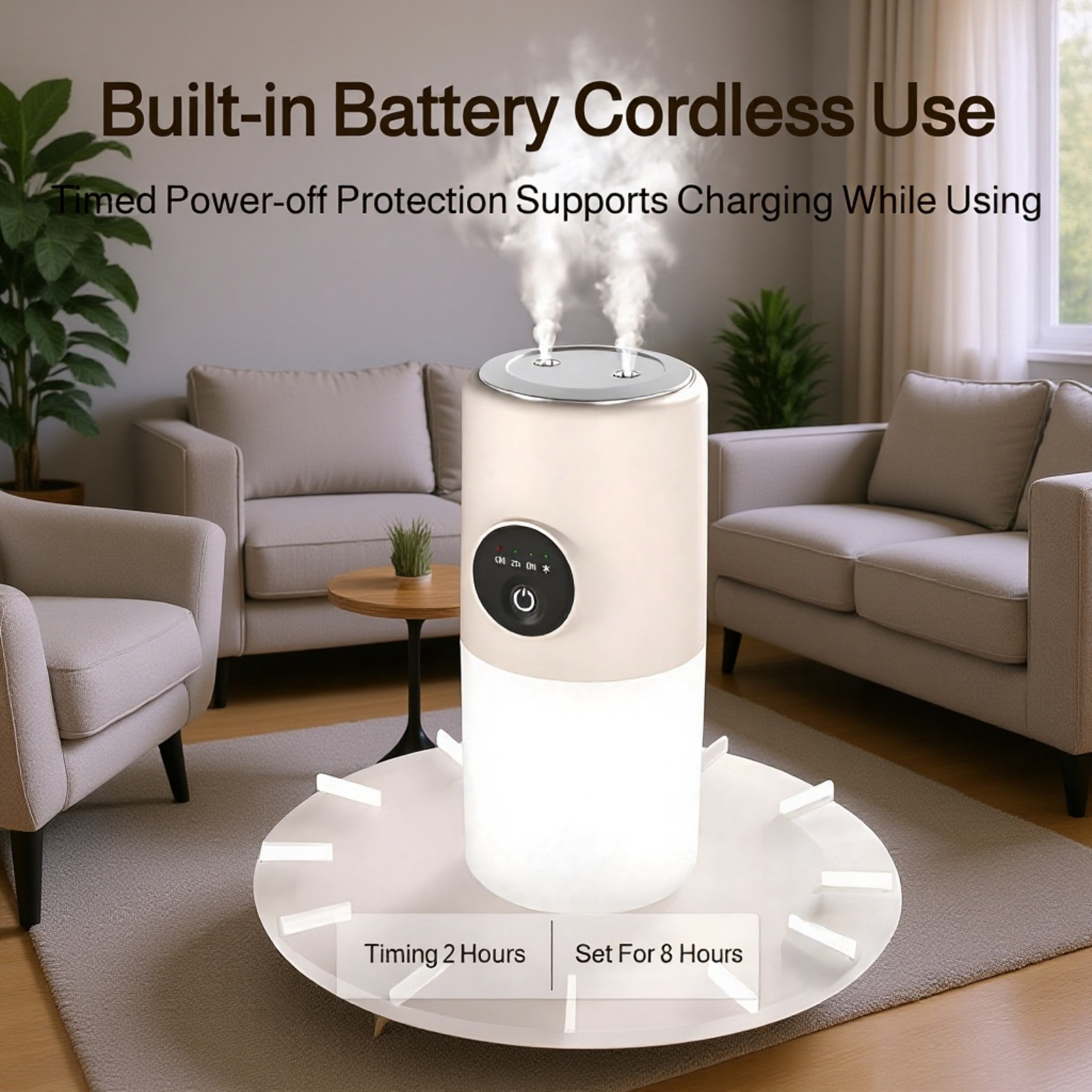  Extra-Large Capacity Dual-Jet USB Humidifier with Silent Night Light