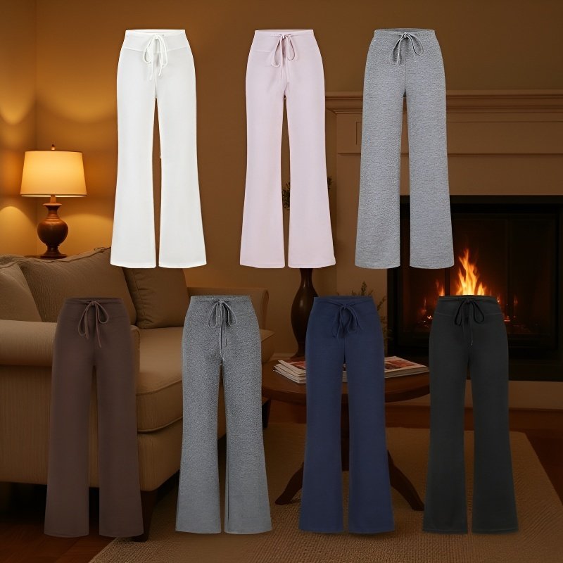 アメリカンスタイルのカジュアルなスウェットパンツ、ハイウエスト、床までの長さのワイドレッグパンツ