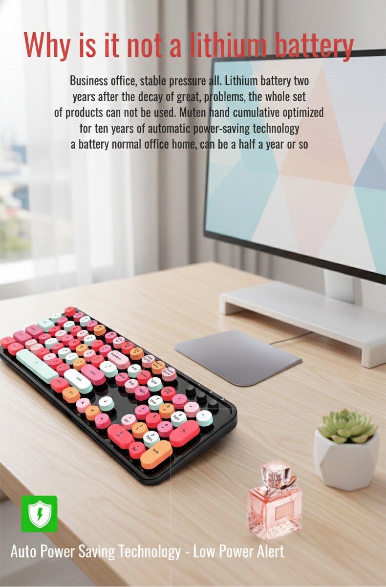 Full-size wireless keyboard for office productivity